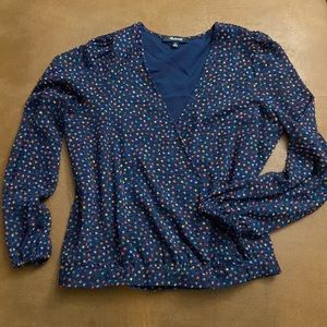 [Madewell] multicolor polka dot handstitched wrap top